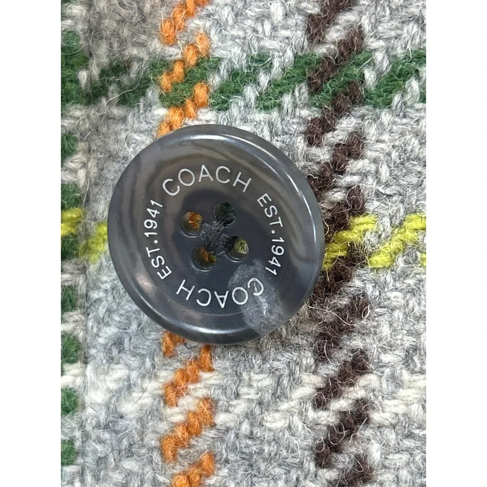 Coach 1941 Wool Coat Womens L Multicolor Tattersall Tweed Plaid Purple Lining - Picture 4 of 10